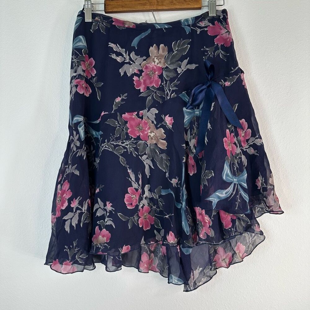 Moschino Cheap and Chic Silk Floral Mini Skirt Womens 8 Asymmetrical Hem Fairy